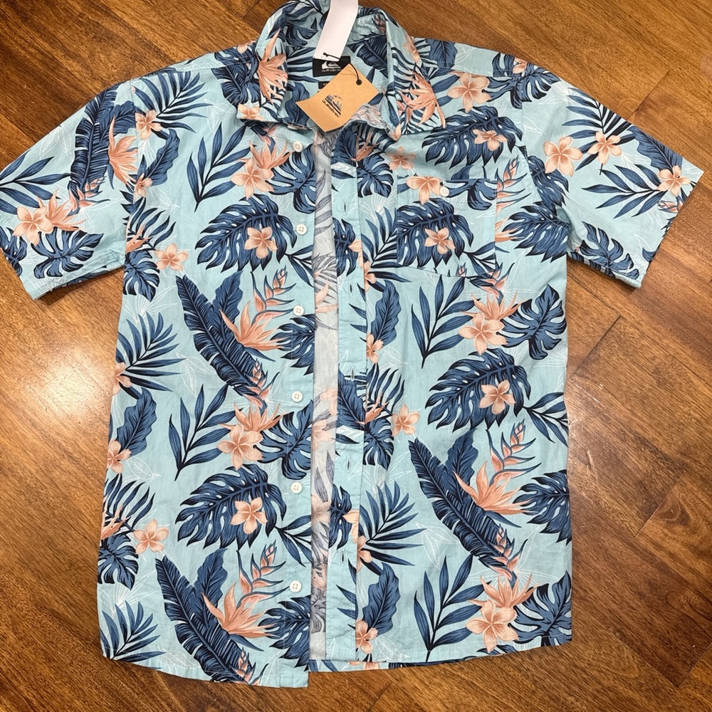 Quiksilver Tropical Blue and Peach Shirt